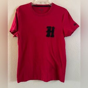 VINTAGE Hollister Men’s Cotton Red t-Shirt Embroidered Black H Logo Shirt Sz M